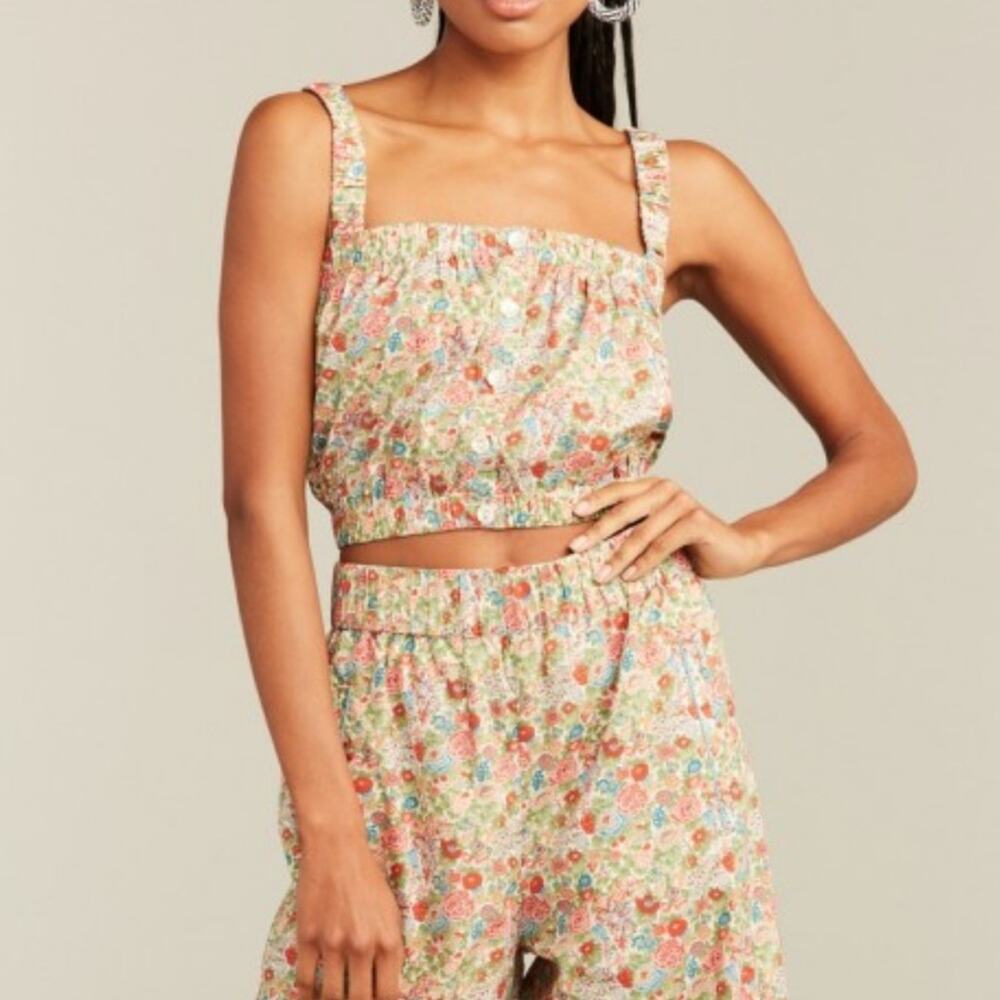 Roller Rabbit Crop Top L Floral Elysian Day Miley Cotton Liberty New